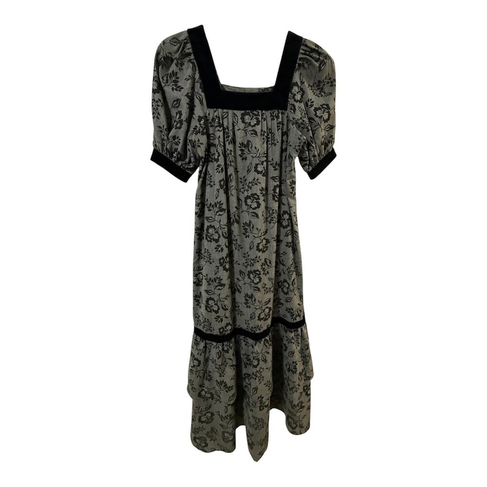 Vintage Fumi's Original Women's Velvet Trim Neckline Muumuu/Maxi Dress-Size XS/S